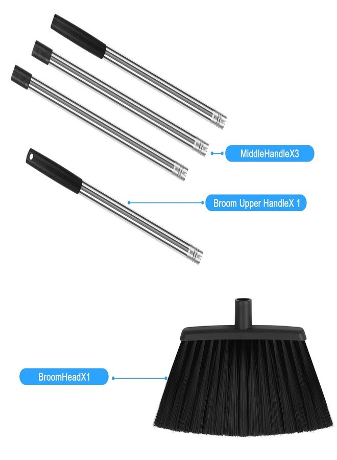 UDUK Heavy Duty Angle Broom, 55-Inch Long Handle Extra Wide 12.6 Inch Head, Stainless Steel Tube & PP Bristles for Pet Hair and Dust, Floor Safe - Black - Image 4